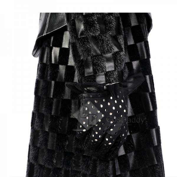 Cruella Deville Cosplay Costume Cruella Black Leather Jacket Skirt Suit